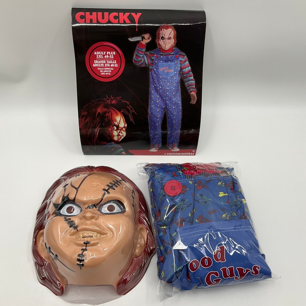 Chucky Costume Adult Plus 2XL Good Guys Jumpsuit and Mask Horrorcore Grungecore
